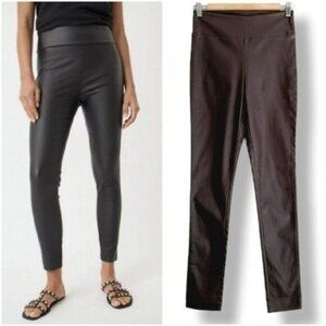DECJUBA Stevie Wetlook Crop Pant Coated Pull-on Leging Burgundy Brown Sz 6